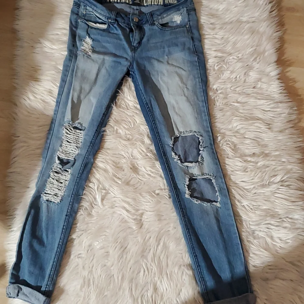Rewash Ripped Jeans Size 7 Juniors Cuffed Hem